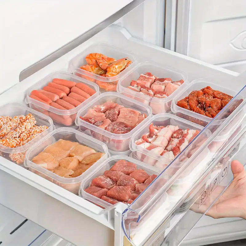 10pcs/15pcs/20pcs Stackable Freezer Storage Containers - Durable ABS, Sealed for Meat and Ice Cream Preservation