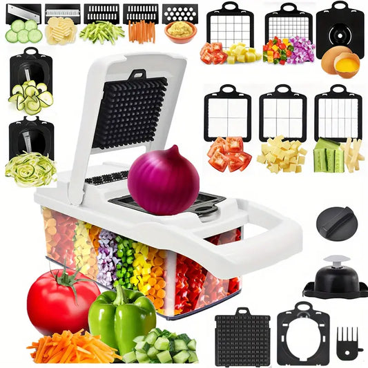 1 Set, 22in1/ 15in1, Vegetable Chopper, Multifunctional Fruit Slicer, Manual Food Grater, Vegetable Slicer, Cutter With Container, Onion Mincer Chopper, Household Potato Shredder, Kitchen Stuff, Kitchen Gadgets, Dorm Essentials Kitchen Accessories