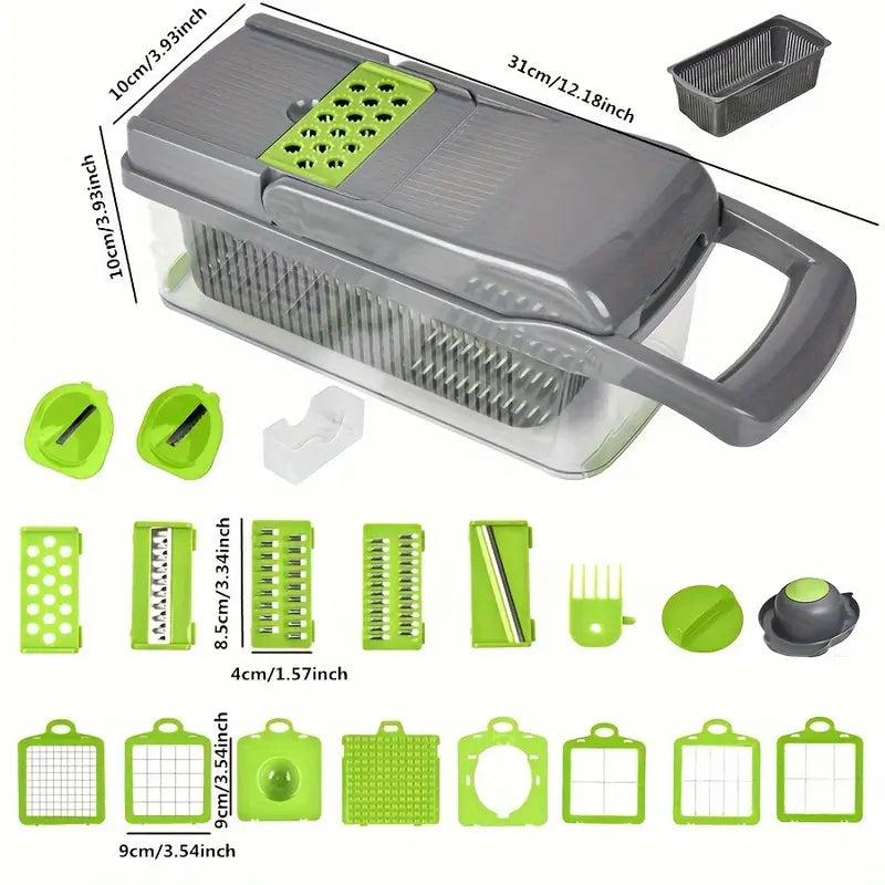 1 Set, 22in1/ 15in1, Vegetable Chopper, Multifunctional Fruit Slicer, Manual Food Grater, Vegetable Slicer, Cutter With Container, Onion Mincer Chopper, Household Potato Shredder, Kitchen Stuff, Kitchen Gadgets, Dorm Essentials Kitchen Accessories