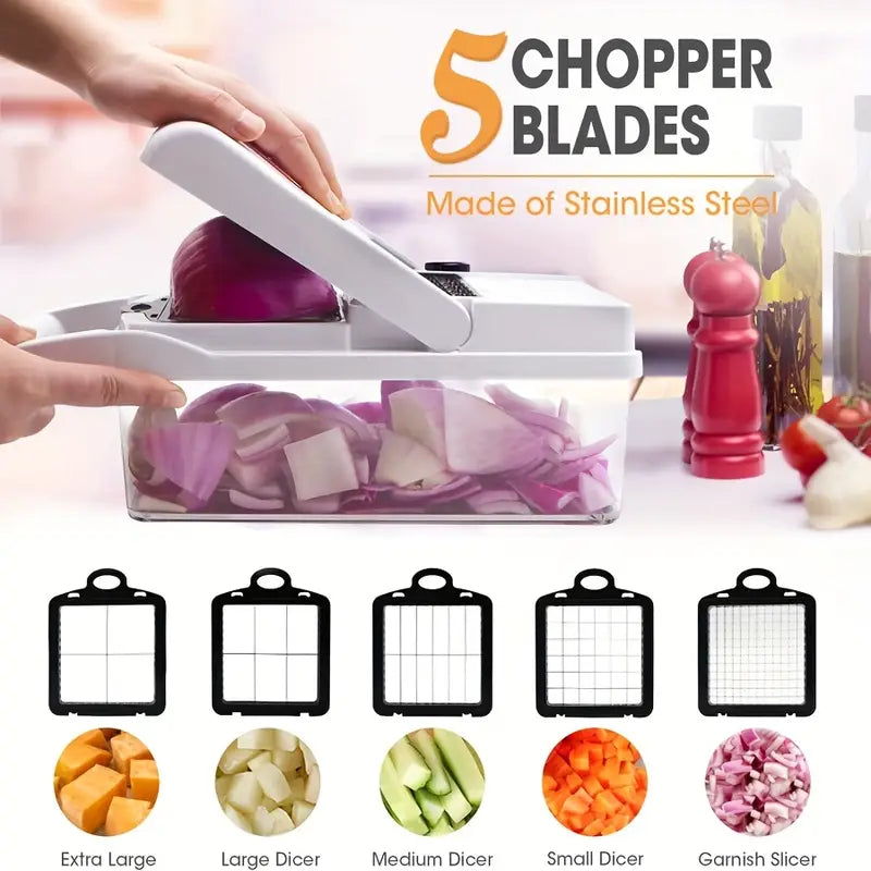 1 Set, 22in1/ 15in1, Vegetable Chopper, Multifunctional Fruit Slicer, Manual Food Grater, Vegetable Slicer, Cutter With Container, Onion Mincer Chopper, Household Potato Shredder, Kitchen Stuff, Kitchen Gadgets, Dorm Essentials Kitchen Accessories