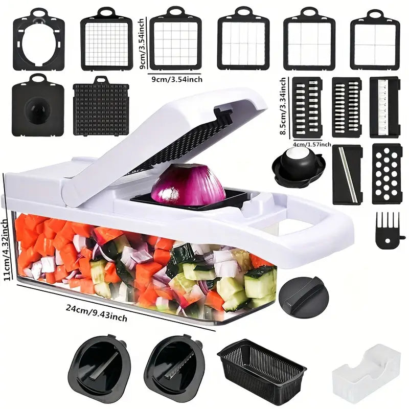 1 Set, 22in1/ 15in1, Vegetable Chopper, Multifunctional Fruit Slicer, Manual Food Grater, Vegetable Slicer, Cutter With Container, Onion Mincer Chopper, Household Potato Shredder, Kitchen Stuff, Kitchen Gadgets, Dorm Essentials Kitchen Accessories